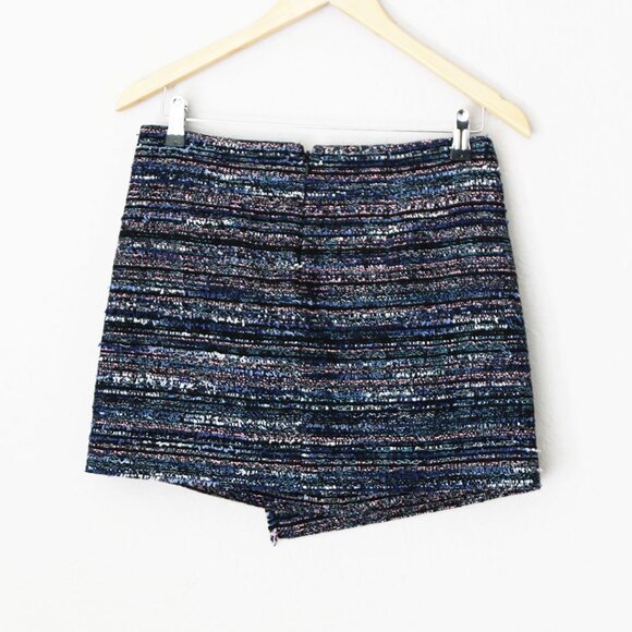 Diane Von Furstenberg DVF Austyn Black Indigo Camellia Tweed Faux Wrap Skirt 2 - Picture 7 of 16